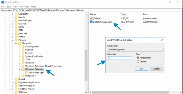 inaktivera Windows Defender för att fixa antimalware-tjänsten körbar hög diskanvändning